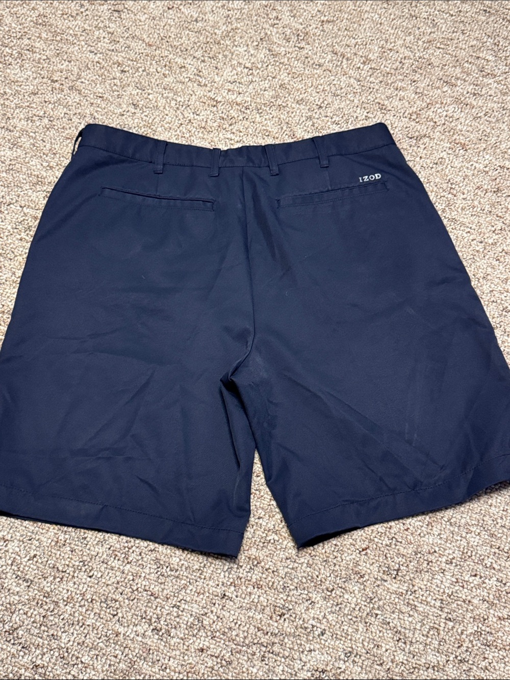 Izod Navy Flat-Front Men's Shorts - Picture 3 of 5